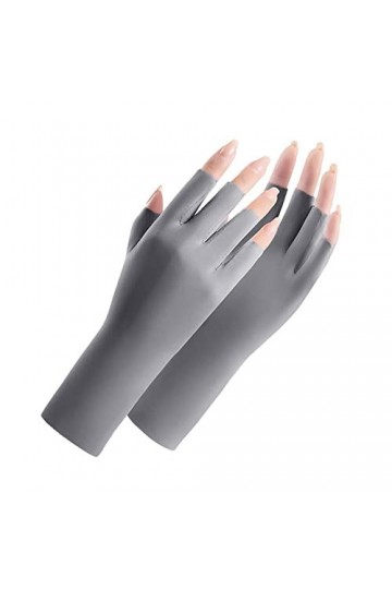 2023 Gants de protection solaire dété UV demi-doigt Ice Moufles fines en soie Taille C5 x 2 Respirant, a, taille unique