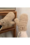 Gants pour temps froid 3D Gants dhiver à double couche pour femme Moufles en corde tressée épaisse en peluche thermique Mouf