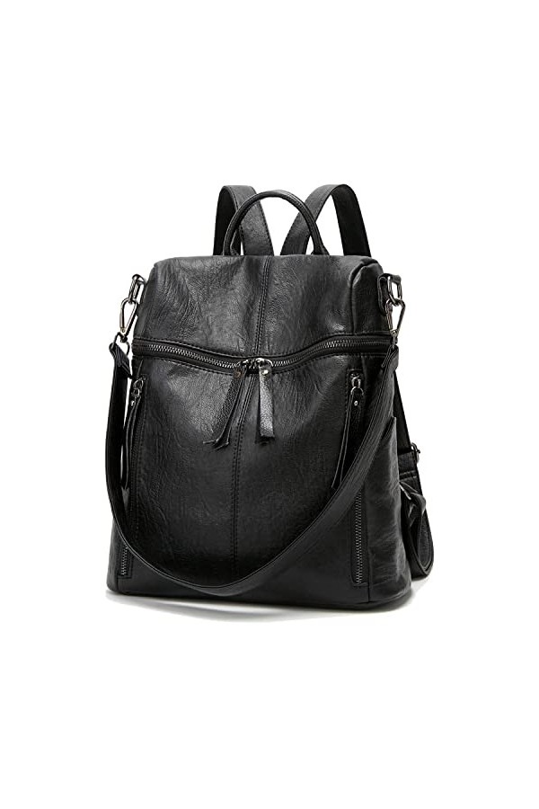 AILLOSA Sac à dos Sac à Main Pour Femmes Mode école PU cuir Portefeuille et Sacs à Main Sacs à Bandoulière Nylon Antivol Sac