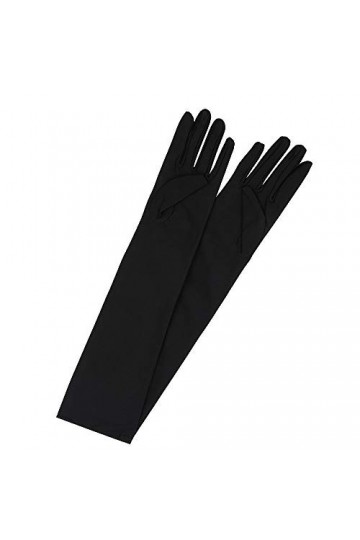 Moufles dhiver chauffantes pour femme - Gants sexy de 55,9 cm - Noir et blanc - En satin, Noir , taille unique