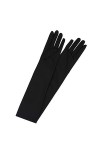 Moufles dhiver chauffantes pour femme - Gants sexy de 55,9 cm - Noir et blanc - En satin, Noir , taille unique