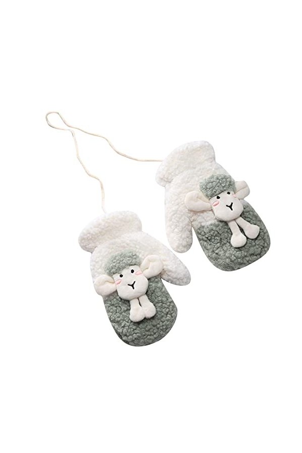 OIUHJN Écharpe noire pour femme - Hiver - Moufles en tricot avec flocons de neige - Gants doublés - Noir, kaki, taille unique