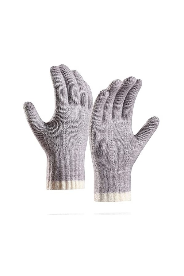 Gants moufles dhiver pour homme et femme - Chaud - Pour lhiver - Garde au chaud - Gants en tricot - Poignets élastiques - G