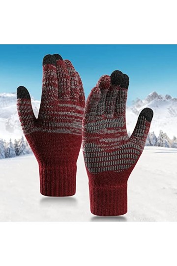 Moufles élastiques pour femme - Écran thermique pour homme - Tricot doux - Gants dhiver