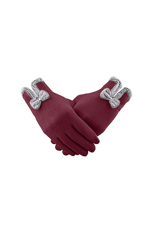 Gants mitaines avec poche pour femme - Gants dhiver chauds pour écran tactile - Gants coupe-vent pour femmes et filles - Gan