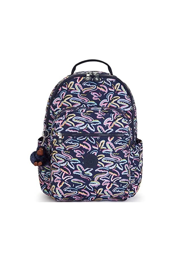 Kipling Seoul, Grand Sac à Dos avec Protection pour Ordinateur Portable 15" 44cm 27L Palm Fiesta PRT, Palm Fiesta Prt, Taille