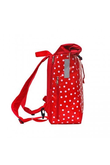 Ikuri Kombi Sacoche Vélo/Sac à Dos pour Porte-Bagage Sac De Velo en Toile Cirée Impermeable, pour Femme - Design Lunares Roug