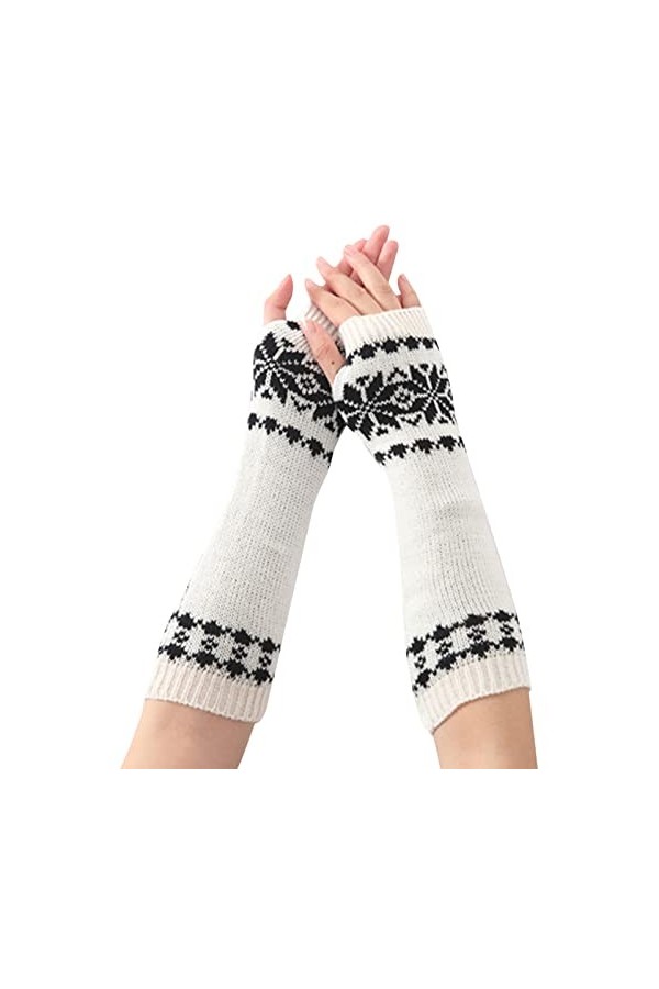 NIUREDLTD Mitaines tricotées sans doigts pour femme Noir Gants dhiver tricotés poignet hiver automne bras filles moufles tai