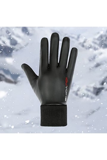 Gants sans doigts en cuir synthétique pour homme - Rembourrés - Chauds - Imperméables - Coupe-vent - Respirants - Sans doigts