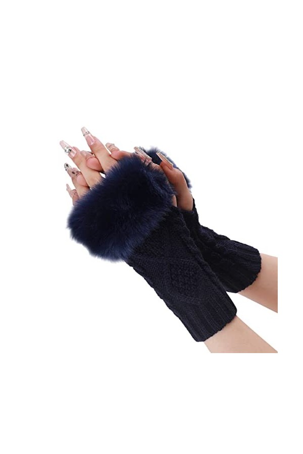 HANXIULIN Manchons chauffe-bras avec trou pour le pouce Moufles à manches longues Mitaines tricotées Mitaines extensibles pou