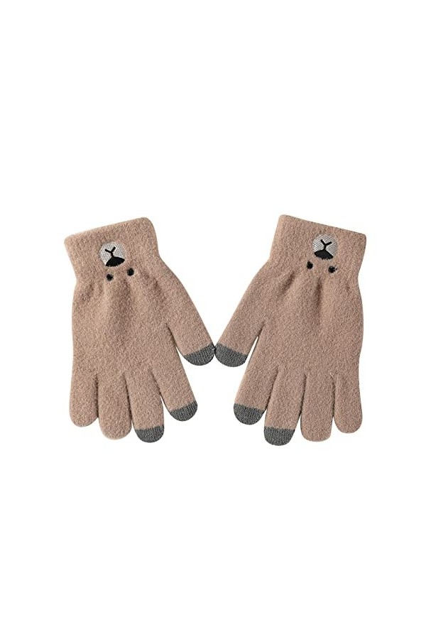 YANFJHV Gants dhiver pour femme - Gants chauds en tricot - Manchette élastique - Gants SMS - Gants en maille - Couleur chair