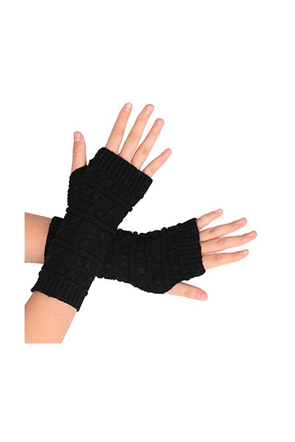 URFEDA Gants Mitaine en Tricot Femme Hiver Mode Gants Court sans Doigts Gants en Cachemire, Doux Tricotés Gants Chauds pour A