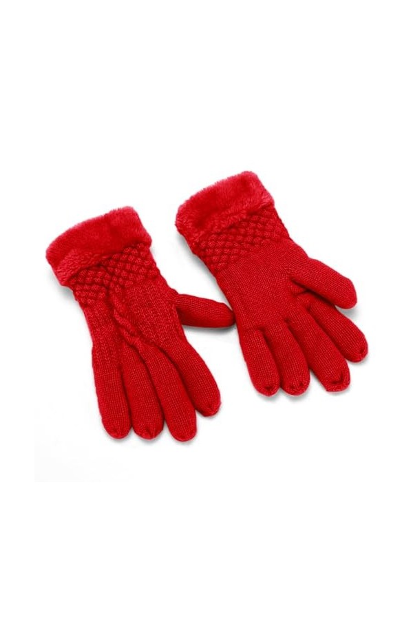 Gants dhiver en maille jacquard pour femmes tricotés plus velours épais automne et hiver chaud motif gants gants adultes g