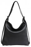 AmbraModa Sac en cuir de Vacchtte italien, sac portés dos sac portés épaule 2 en 1 sac à main pour femme GL019 noir 
