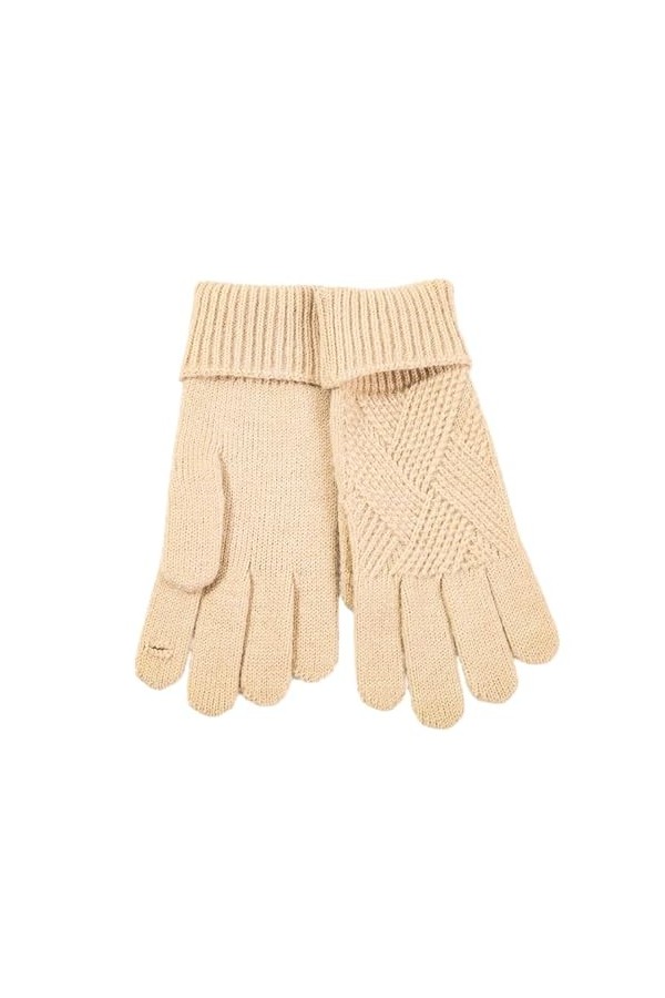 Tuelaly 1 paire de gants extensibles pour femme - Moufles allongées pour écran tactile - Couleur unie - Tricot fendu - Gants 