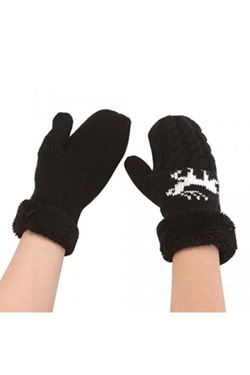 Gants chauds et épais en peluche tricotée pour femme, Noir , taille unique