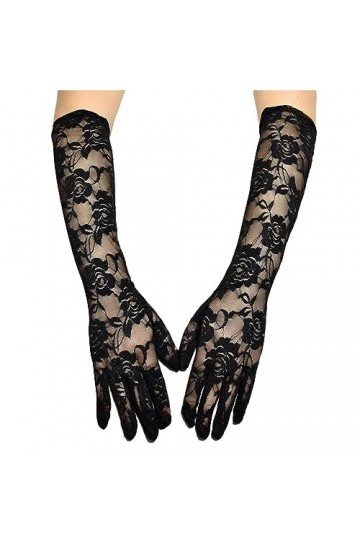 Gants en dentelle pour femme – Gants de mariage floraux longs pour mariée – Gants en satin longueur coude – Accessoires pour 