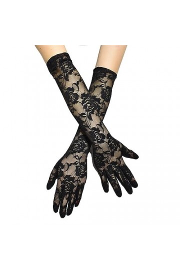 Gants en dentelle pour femme – Gants de mariage floraux longs pour mariée – Gants en satin longueur coude – Accessoires pour 