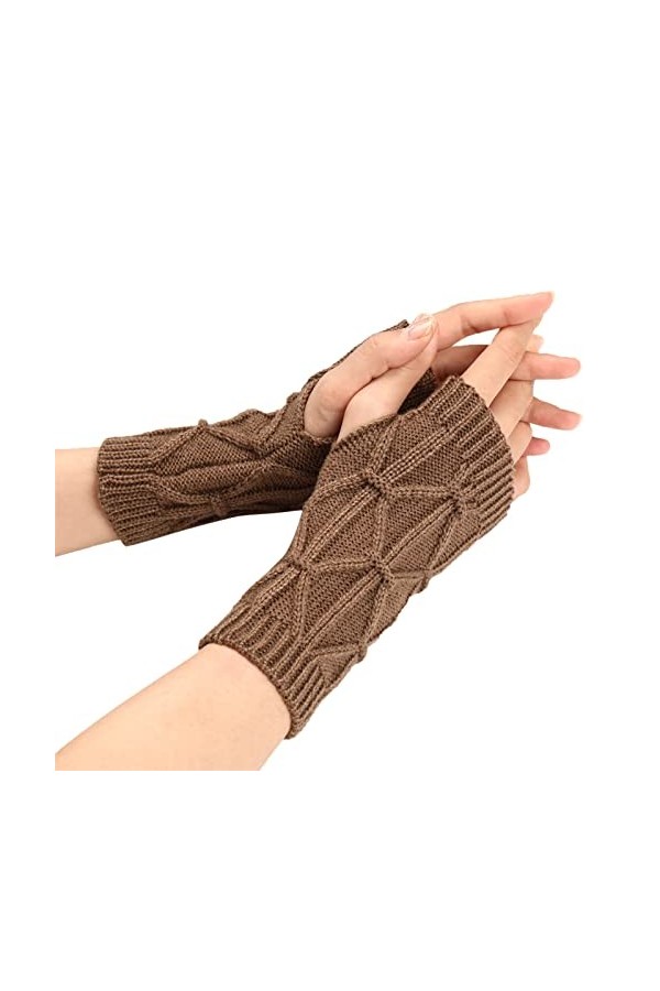 liangp Gants sans doigts unisexes - Mitaines de sport - Chauffe-bras - Pour femme - Tricotées thermiques - Mitaines élastique