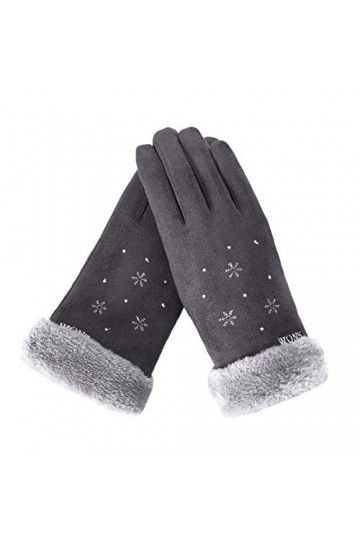 Gants dhiver en peluche pour femme - Gants chauds et épais - Gants de ski pour homme, gris, taille unique