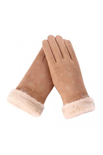Gants dhiver en peluche pour femme - Gants chauds et épais - Gants de ski pour homme, kaki, taille unique