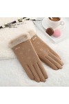 Gants dhiver en peluche pour femme - Gants chauds et épais - Gants de ski pour homme, kaki, taille unique