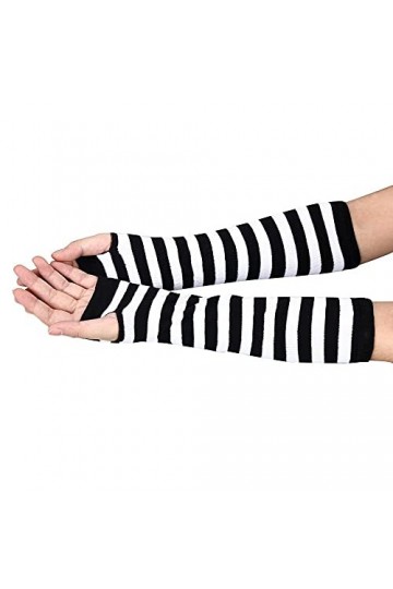 Manchettes chauffe-mains sans doigts avec trou pour les pouces Mitaines Longueur manches Mitaines tricotées Gants chauds sans