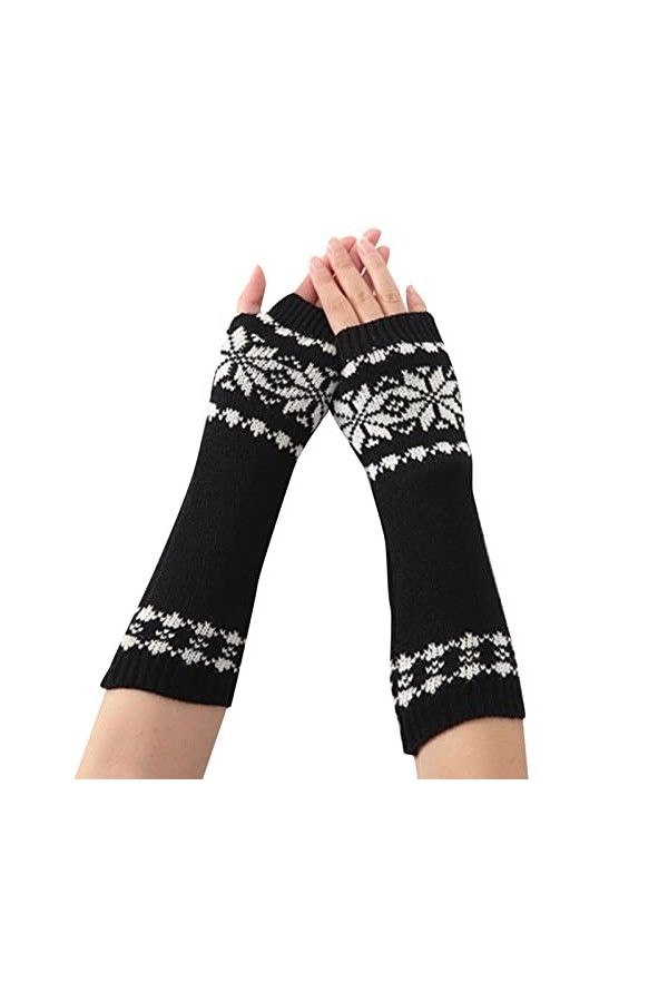 Gants dhiver tricotés sans doigts - Chauffe-pouls - Avec trou pour les pouces - Thermique - Tricoté - Mitaines - Mitaines en