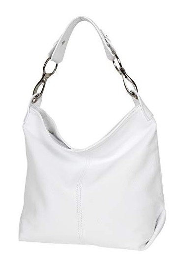 AmbraModa GL033 - Sac à main sac porté épaule en cuir véritable pour femme Blanc 