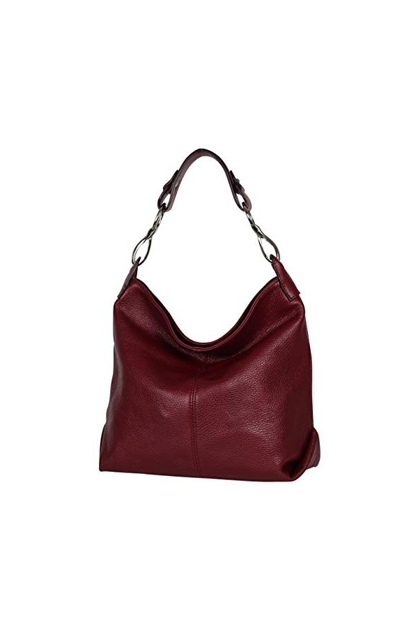 AmbraModa GL033 - Sac à main sac porté épaule en cuir véritable pour femme Blanc 