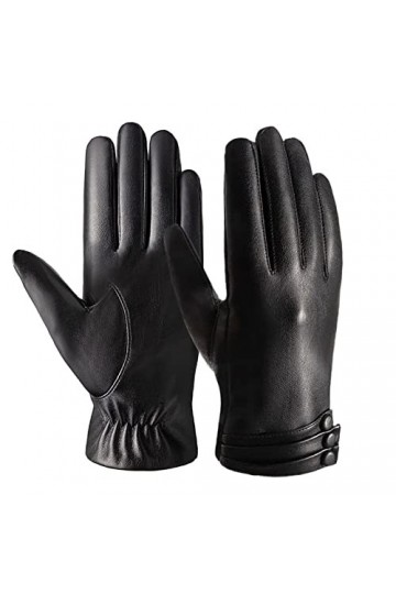 CANTOB Moufles pour femme - Gants isolants pour temps froid - Imperméables - Écran tactile - En cuir chaud - Doublure polaire