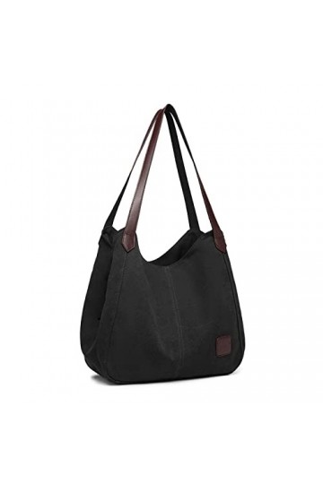 Kono Sac à main en toile pour femme - Style vintage - Plusieurs poches - Avec poignée supérieure - Pour le shopping, le trava