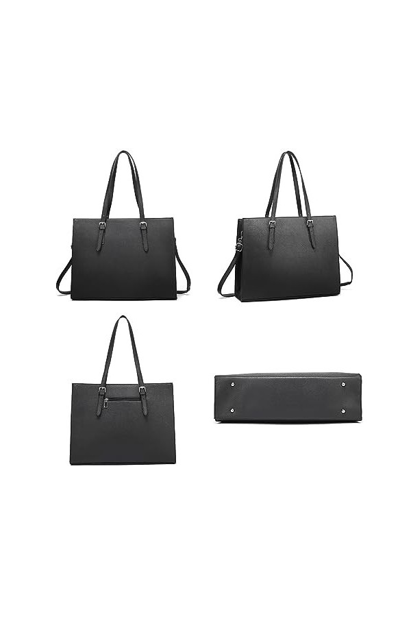 YILCER Sac Ordinateur Femme Sac Cabas Femmes Grande Sac à Main Cuir PU Sac Ordinateur 15.6 Pouces Sac Cours Lycee