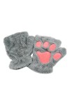 TOPPU Mitaines dhiver en peluche pour femme - Motif pattes de chat - Moufles en fausse fourrure - Moufles pour fille Gris 