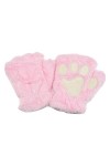 TOPPU Mitaines dhiver en peluche pour femme - Motif pattes de chat - Moufles en fausse fourrure - Moufles pour fille Gris 