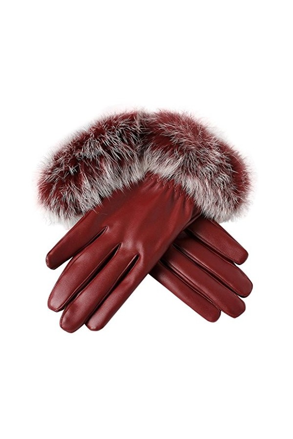 Coloré Gants Femme Mode Gants Gants Chauds TM Dames gants de cheveux de lapin Café 