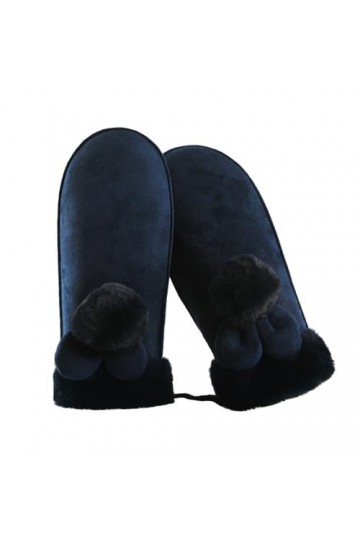 YANFJHV Femme Automne Hiver Couleur unie Peluche épaisse Isolation Tous les doigts pendent Gants froids M & M Costume, Marine