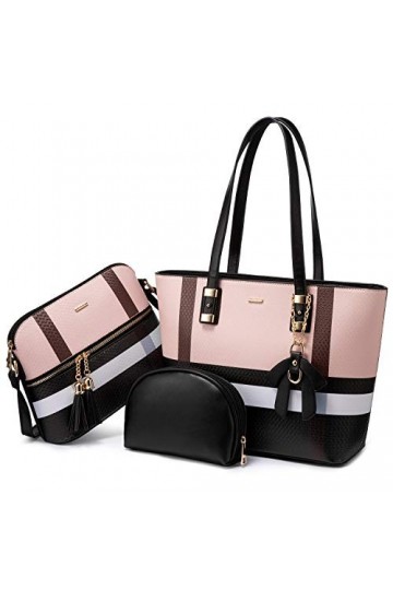 LOVEVOOK Sac à Main Femme Sac à épaule Sac à bandoulière Grand sac fourre-tout pour femme pour Collège Affaires, Ensemble 3 p