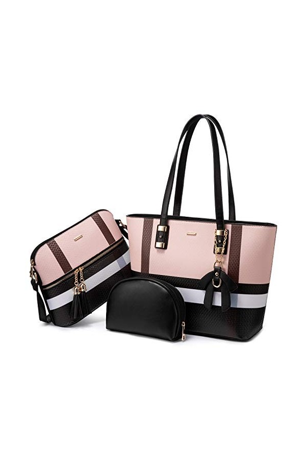 LOVEVOOK Sac à Main Femme Sac à épaule Sac à bandoulière Grand sac fourre-tout pour femme pour Collège Affaires, Ensemble 3 p