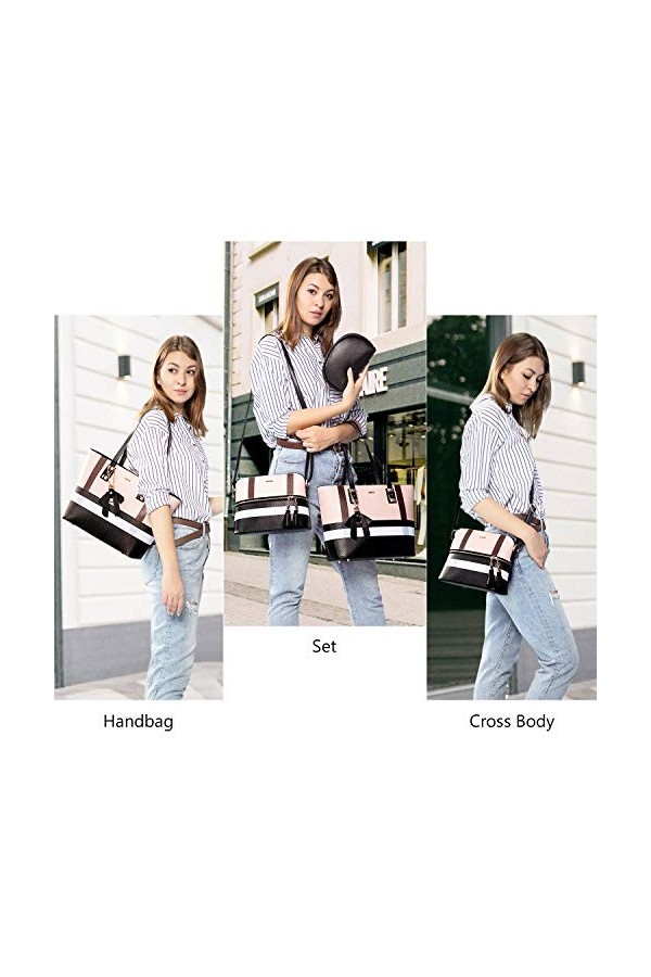 LOVEVOOK Sac à Main Femme Sac à épaule Sac à bandoulière Grand sac fourre-tout pour femme pour Collège Affaires, Ensemble 3 p