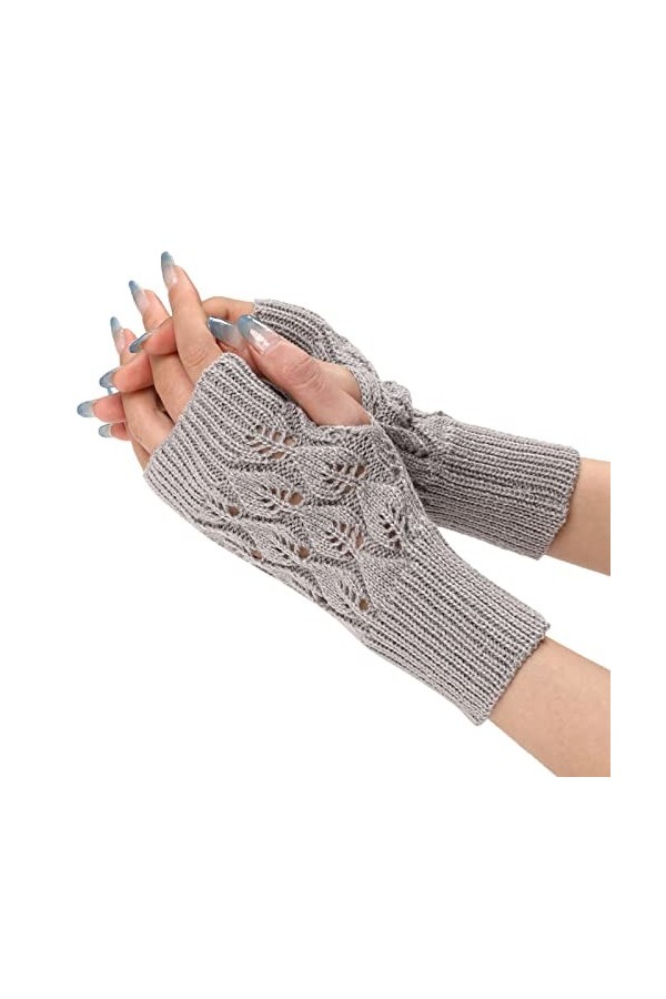 liangp Mitaines en cachemire - Mitaines longues chauffe-mains - Mitaines chaudes dhiver - Mitaines sans doigts - Tricot fin 