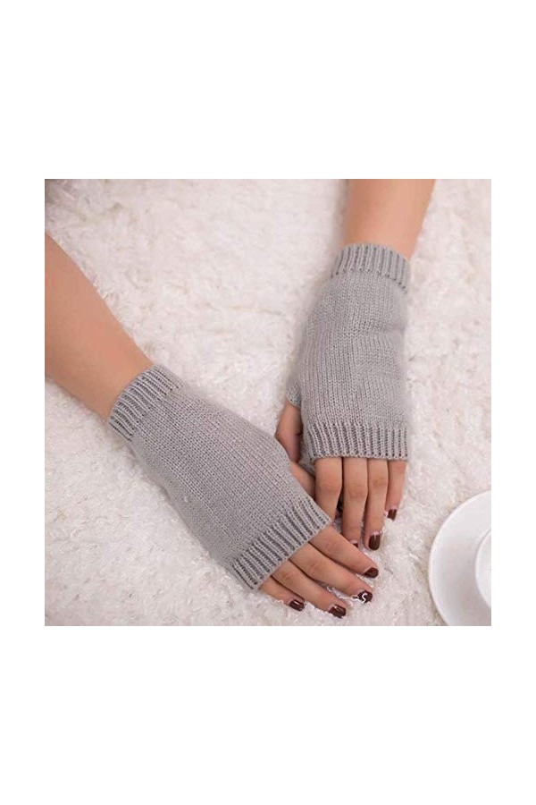 ZHIYU Mitaines chaudes tricotées pour femme - Gants dhiver chauds - Manches douces - Néon Body pour femme, gris, taille uniq