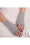 ZHIYU Mitaines chaudes tricotées pour femme - Gants dhiver chauds - Manches douces - Néon Body pour femme, gris, taille uniq