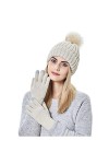 ADOSSAC Gants Chauds Tactiles Hiver Gants Ecran Tactiles Gant Femme Chaud Tricot Bonnet dhiver tricoté Bonnet à Pompon en Fo