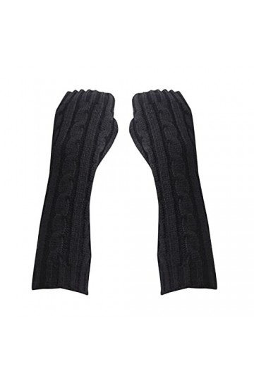 Gants sans doigts unisexes Mitaines chauffe-mains chauffe-bras pour femme Gants thermiques tricotés sans doigts Plus chauffe-