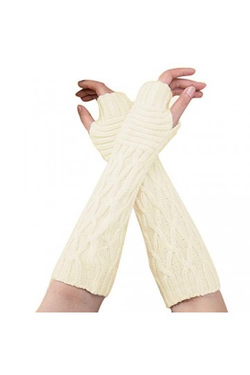 UnoSheng Gants Écran Tactile Femme Ensemble Manches Longues Poignet Tricoté Mode Mitaines pour Femmes Milieu Hiver Gants Blan