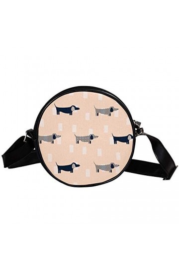 Sac à bandoulière rond en toile avec motif chien mignon, multicolore