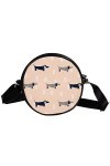 Sac à bandoulière rond en toile avec motif chien mignon, multicolore