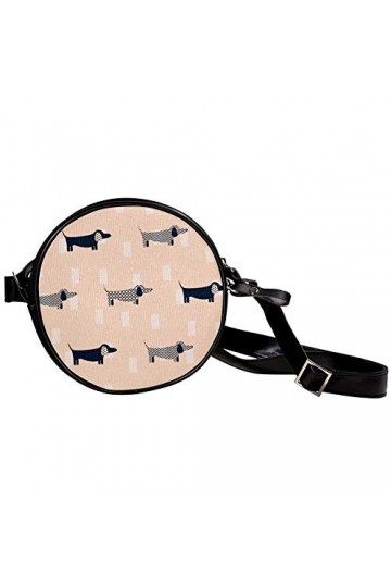 Sac à bandoulière rond en toile avec motif chien mignon, multicolore