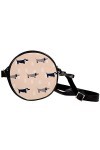 Sac à bandoulière rond en toile avec motif chien mignon, multicolore